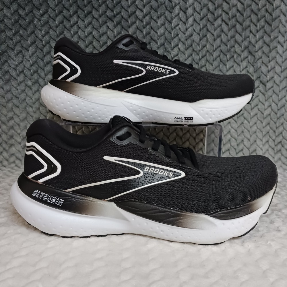 Brooks Glycerin 21 Black White Womens Walking Running Sneakers Shoes Size 9 Wide